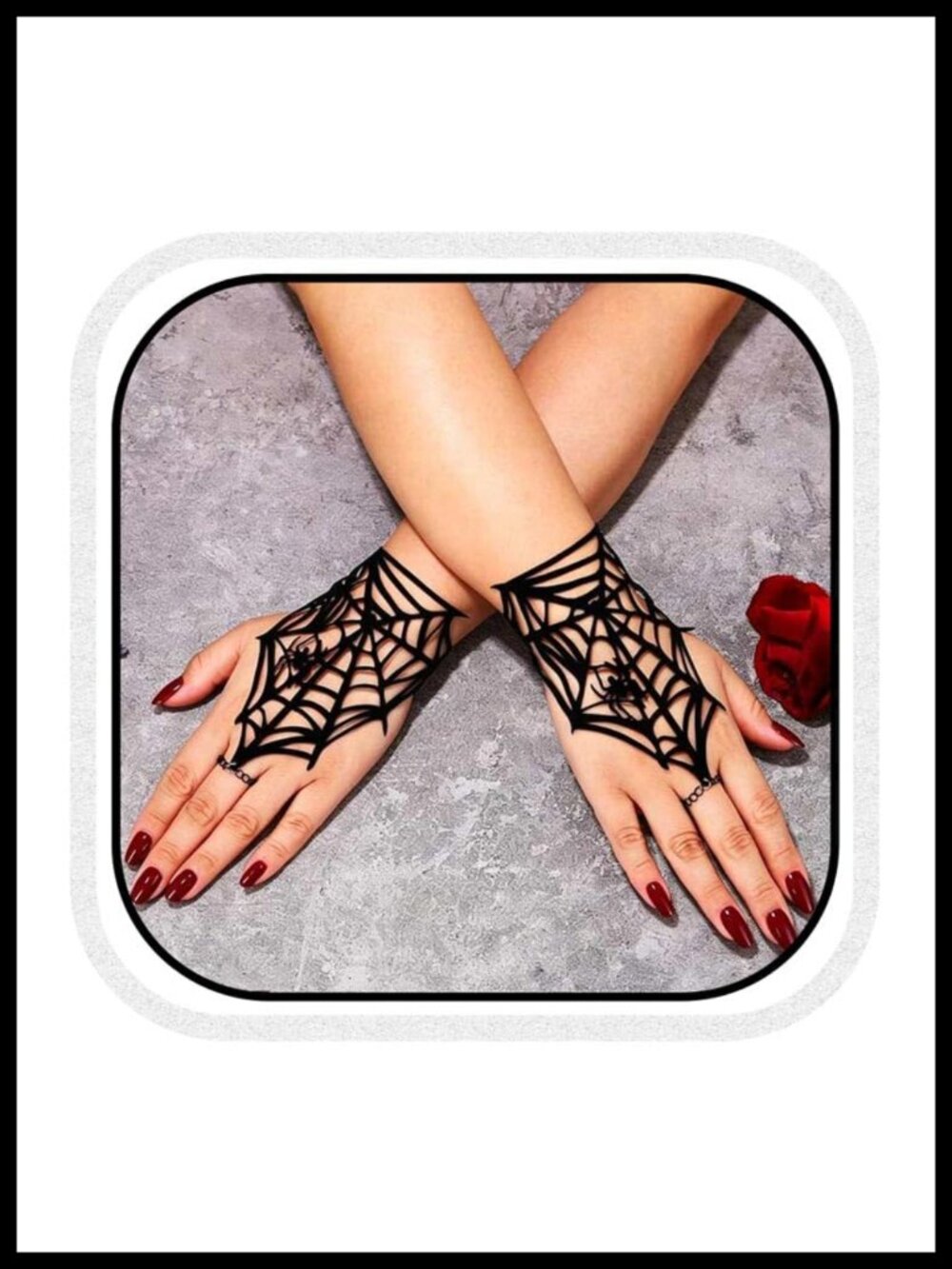 Faux Suede Spider Web Fingerless Gloves Steampunk Cosplay